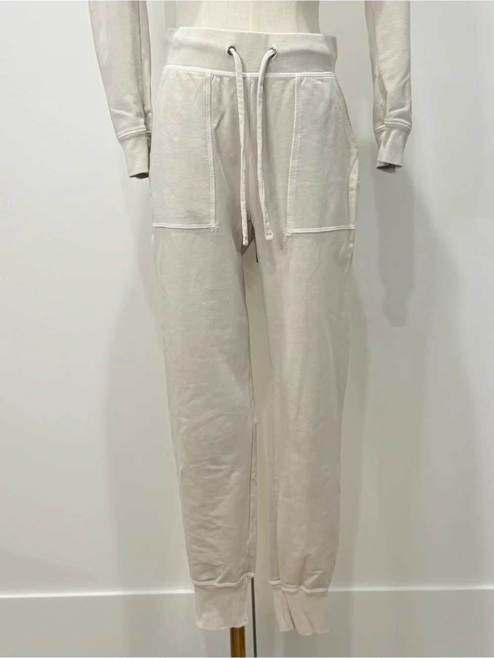 Goodlife Micro Terry Lounge Set Small Beige Hoodie Joggers Travel Minimal Comfy